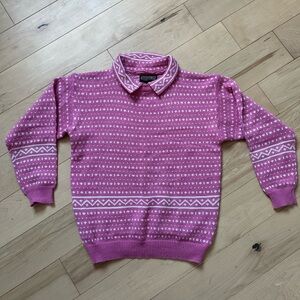 Vintage Pink and White Crewneck Sweater